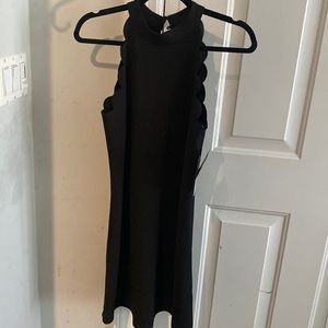 High neck dress. Black. Scalloped edge. Size medium. Fortune + Ivy. NWT